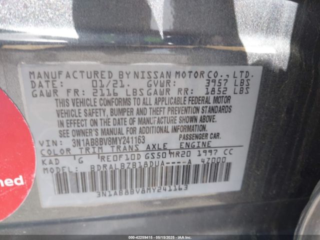 2021 NISSAN SENTRA 3N1AB8BV8MY241163 Photo 8