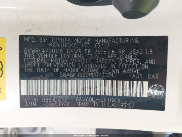 58ABK1GG2HU070071 Lexus ES 350