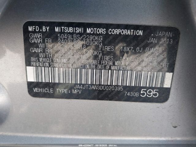 2013 MITSUBISHI OUTLANDER JA4JT3AW3DU020395 Photo 8