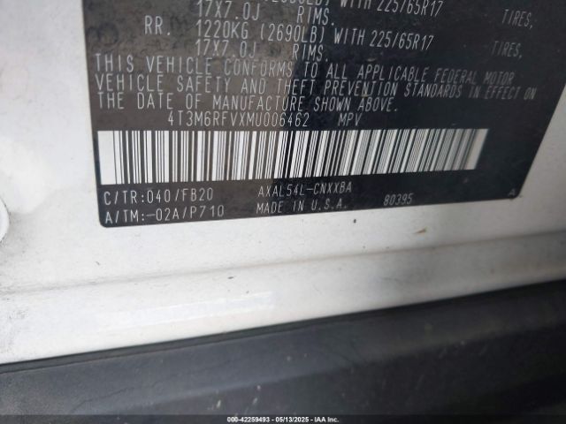 2021 TOYOTA RAV4 HYBRID 4T3M6RFVXMU006462 Photo 8