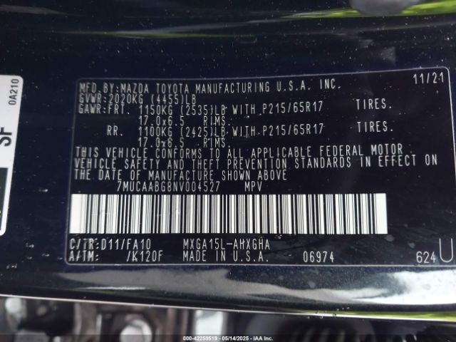 7MUCAABG8NV004527 Toyota Corolla Cross Le