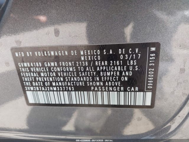 3VW2B7AJ2HM337763 Volkswagen Jetta 1.4t S