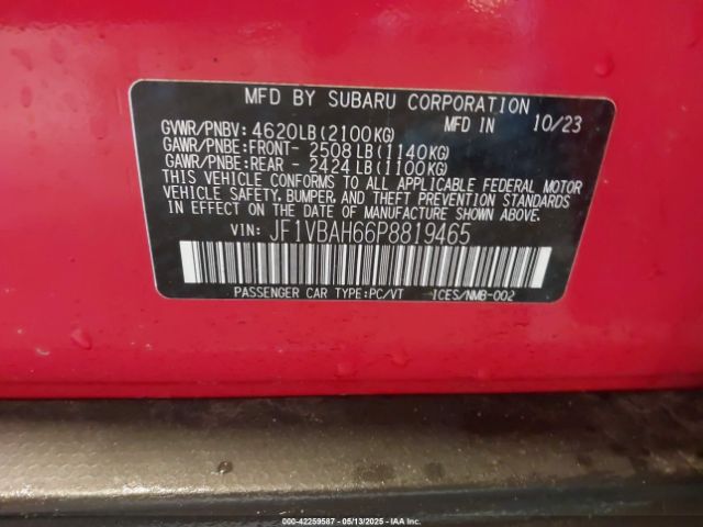 2023 SUBARU WRX JF1VBAH66P8819465 Photo 8