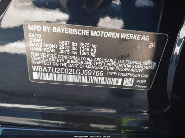 WBA7U2C02LGJ59766 BMW 750i Xdrive