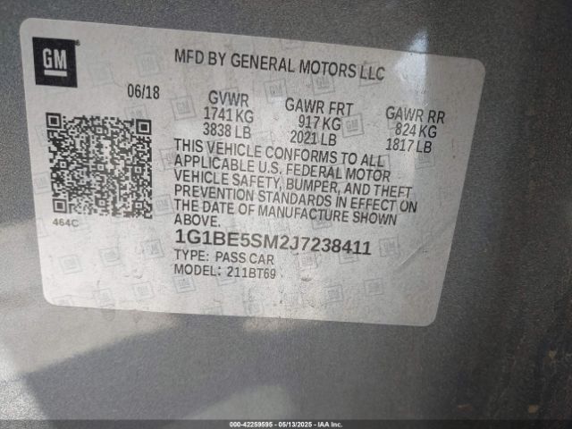 1G1BE5SM2J7238411 Chevrolet le2 -di: direct injection, vvt: variable valve timing, gen, alum