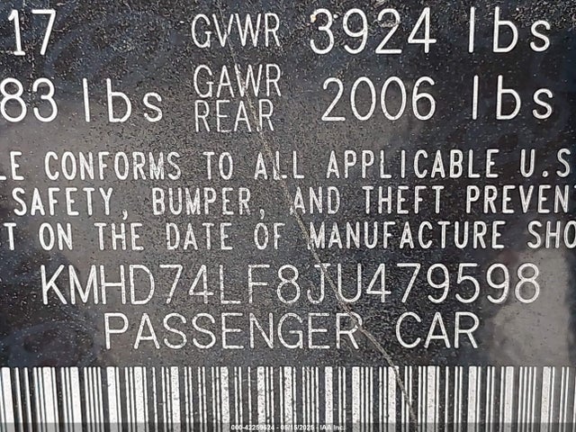 KMHD74LF8JU479598 Hyundai mpi nu