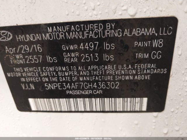 5NPE34AF7GH436302 Hyundai Sonata Limited