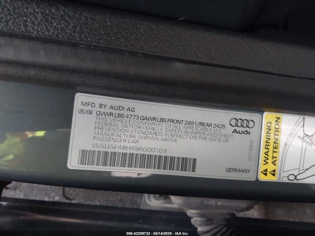 2009 AUDI A4 WAUAF48H49K000103 Photo 8