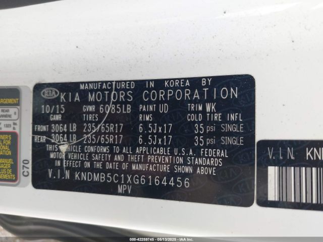 KNDMB5C1XG6164456 KIA SEDONA LX