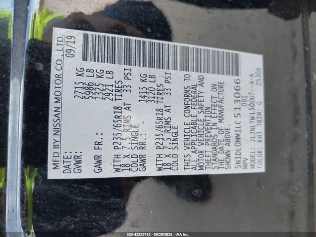 5N1DL0MM1LC513066 Infiniti QX60