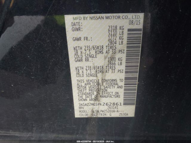 5N1AZ2MG5FN262861 Nissan MURANO S