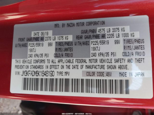 JM3KFADM6K1646190 Mazda Cx-5 Grand Touring