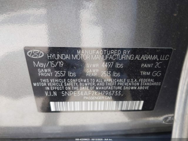 5NPE34AF2KH796733 Hyundai Sonata Limited