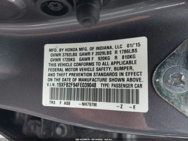 19XFB2F94FE039048 Honda Civic Ex-l