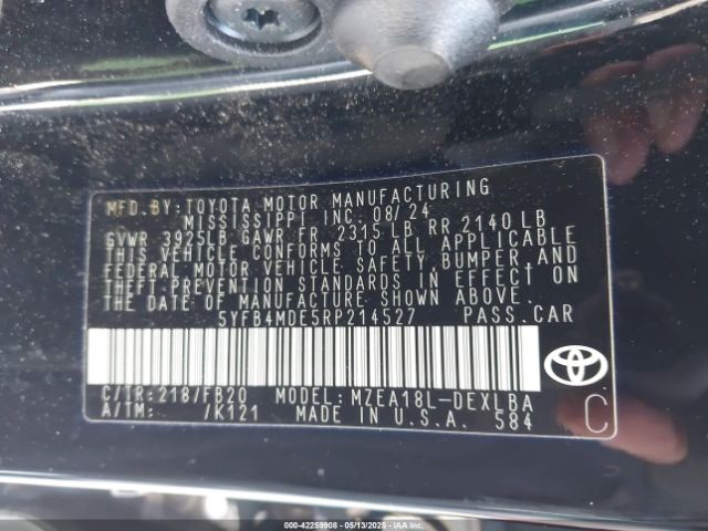 2024 TOYOTA COROLLA 5YFB4MDE5RP214527 Photo 8
