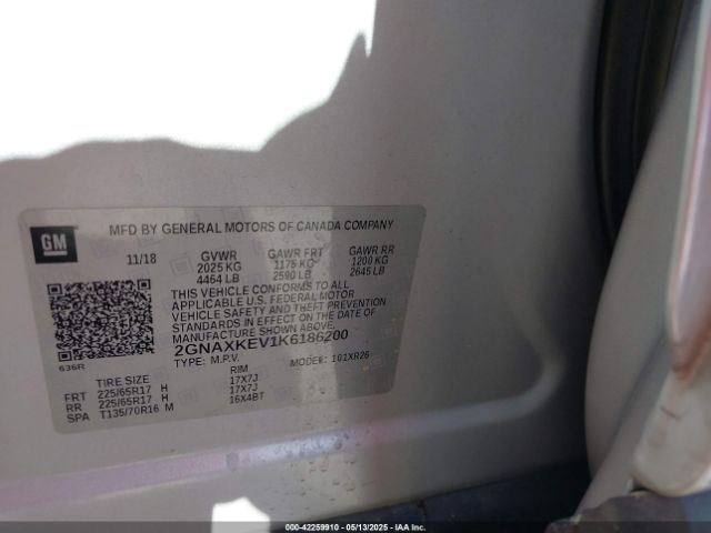 2GNAXKEV1K6186200 Chevrolet EQUINOX LT