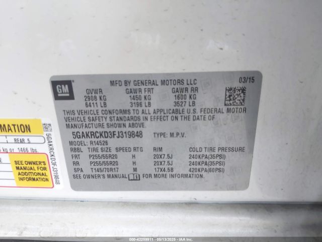5GAKRCKD3FJ319848 Buick Enclave Premium