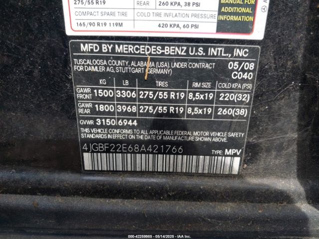 2008 MERCEDES-BENZ GL 320 CDI 4JGBF22E68A421766 Photo 8