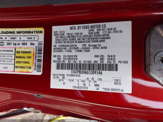 1FATP8UH6G5309546 Ford Mustang Ecoboost Premium