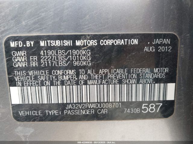 2013 MITSUBISHI LANCER JA32V2FW4DU008701 Photo 8