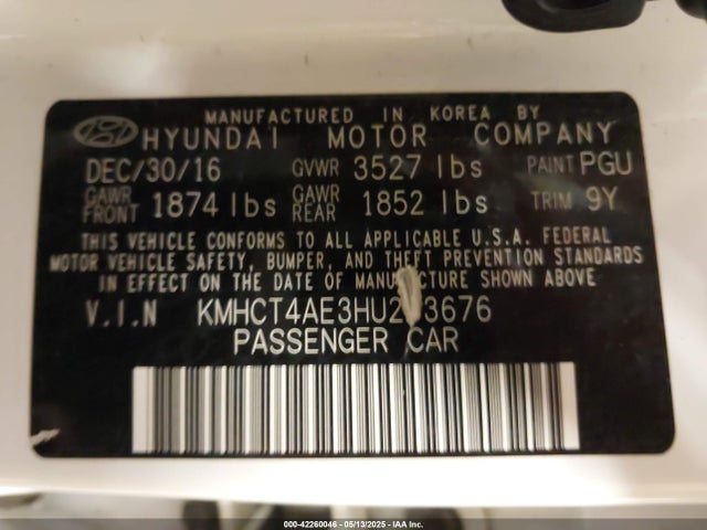 Hyundai Accent 2017 KMHCT4AE3HU283676 Image 9