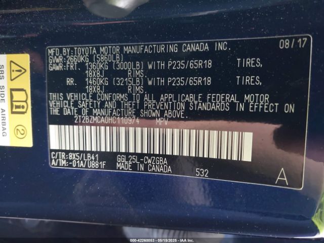 2T2BZMCA0HC110974 Lexus RX 350