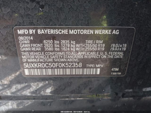 5UXKR0C50F0K52358 BMW X5 Xdrive35i