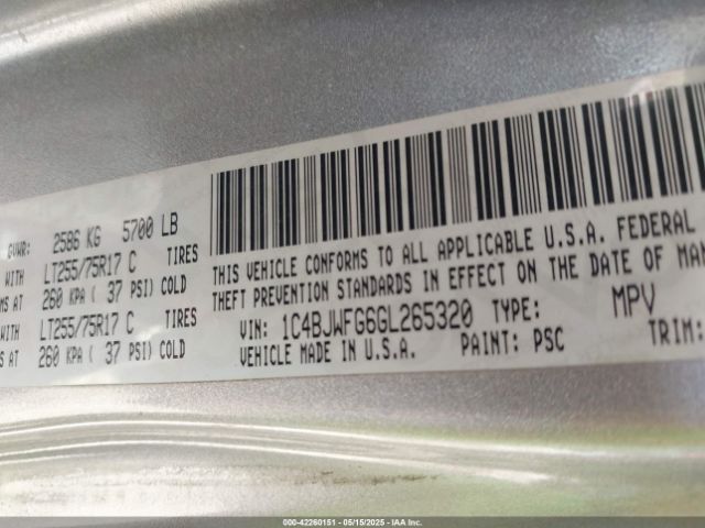 1C4BJWFG6GL265320 Jeep Wrangler Unlimited Rubicon