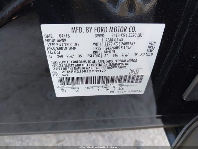 Ford EDGE SEL 2018 2FMPK3J98JBC01177 Image 9