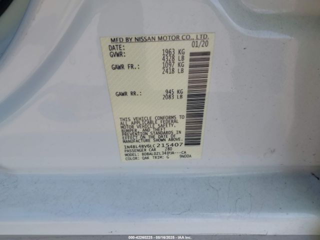 1N4BL4BV6LC215407 Nissan 2020