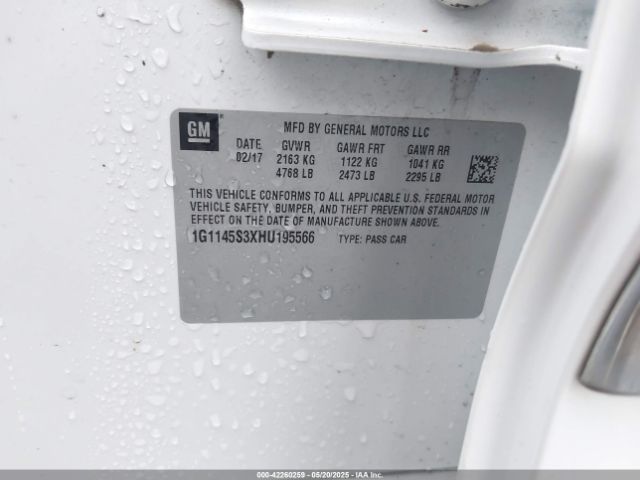 1G1145S3XHU195566 Chevrolet lfx - sidi: spark ignited direct injection, vvt, e85 max, alum