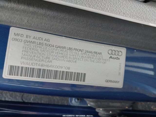 2004 AUDI A4 WAUDT48H64K009108 Photo 8