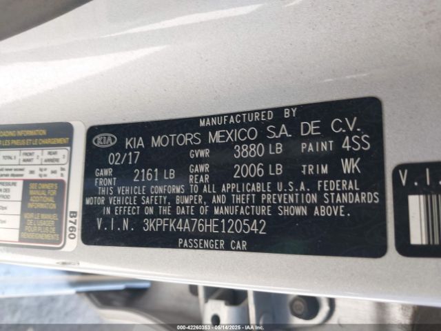 3KPFK4A76HE120542 KIA FORTE LX