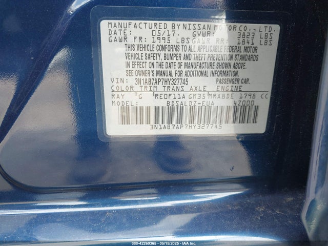 3N1AB7AP7HY327745 Nissan SENTRA SV