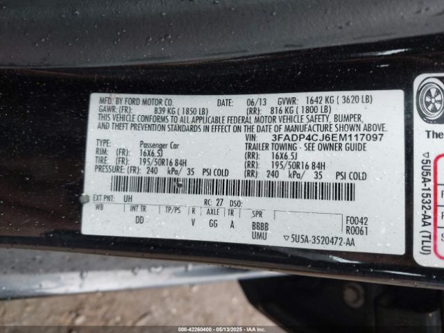 3FADP4CJ6EM117097 Ford Fiesta Titanium