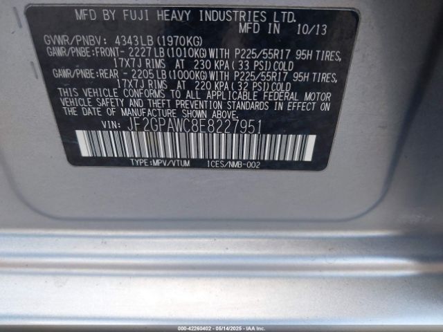 JF2GPAWC8E8227951 Subaru Xv Crosstrek 2.0i Premium