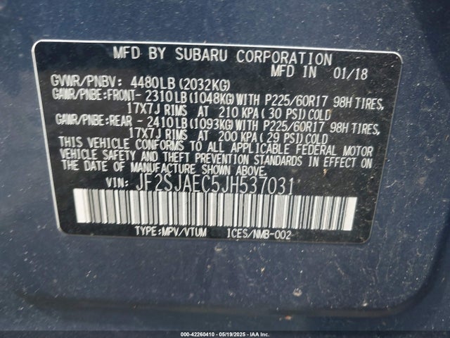 JF2SJAEC5JH537031 Subaru Forester 2.5i Premium