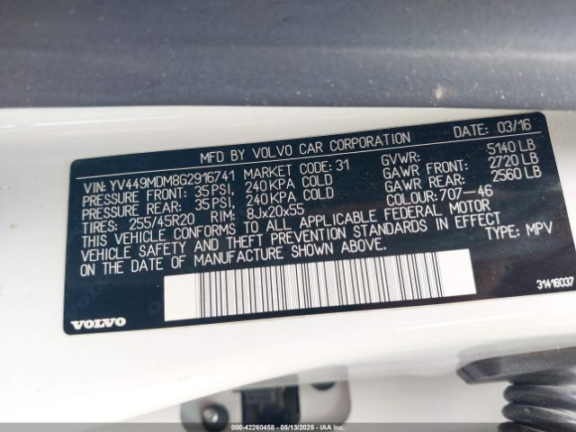 2016 VOLVO XC60 YV449MDM8G2916741 Photo 8