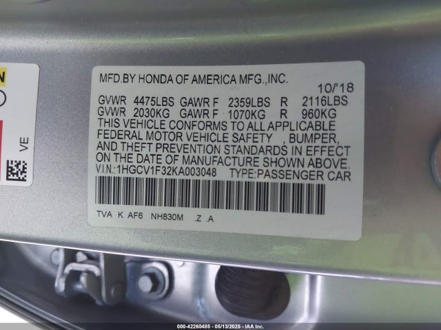 1HGCV1F32KA003048 Honda l15be