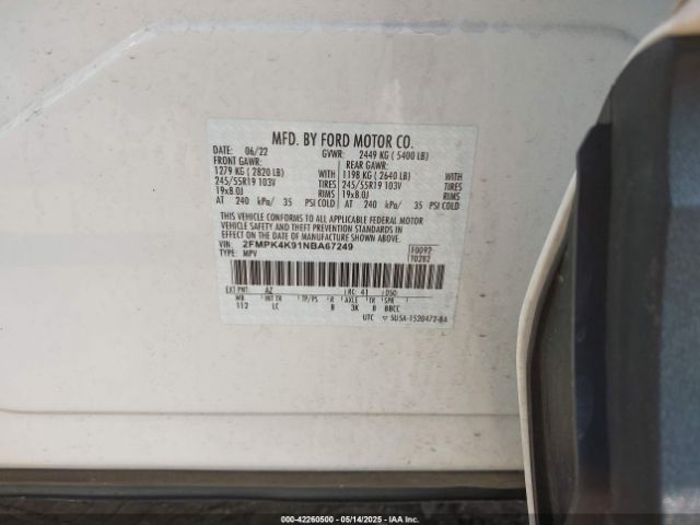 2022 FORD EDGE 2FMPK4K91NBA67249 Photo 8