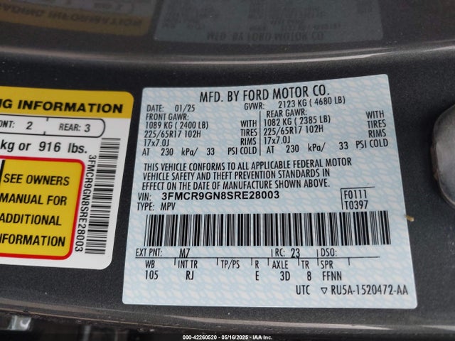 3FMCR9GN8SRE28003 Ford dragon
