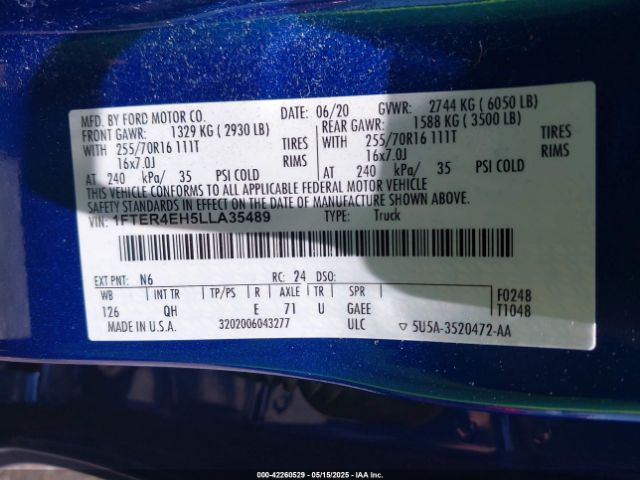 2020 FORD RANGER 1FTER4EH5LLA35489 Photo 8