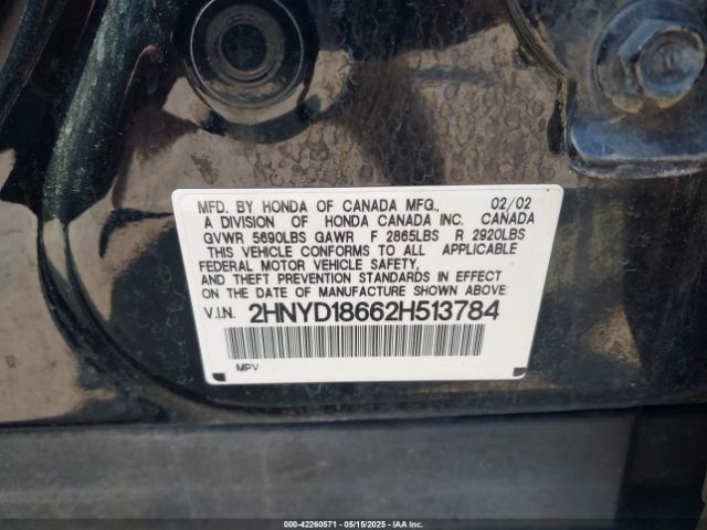 2002 ACURA MDX 2HNYD18662H513784 Photo 8