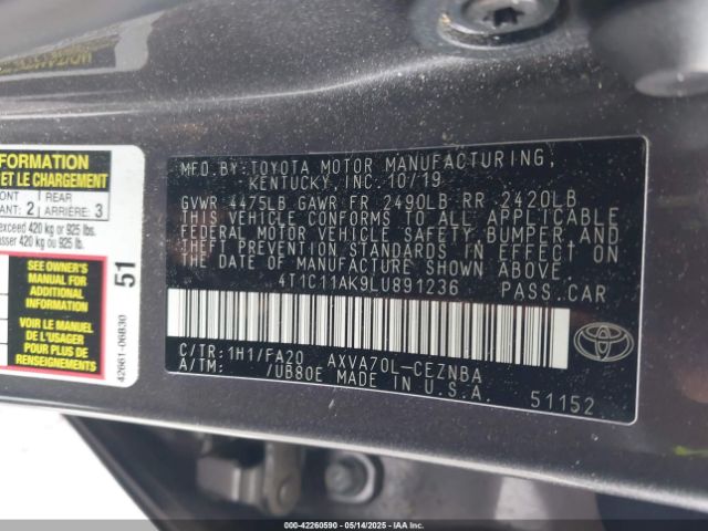 4T1C11AK9LU891236 Toyota CAMRY LE