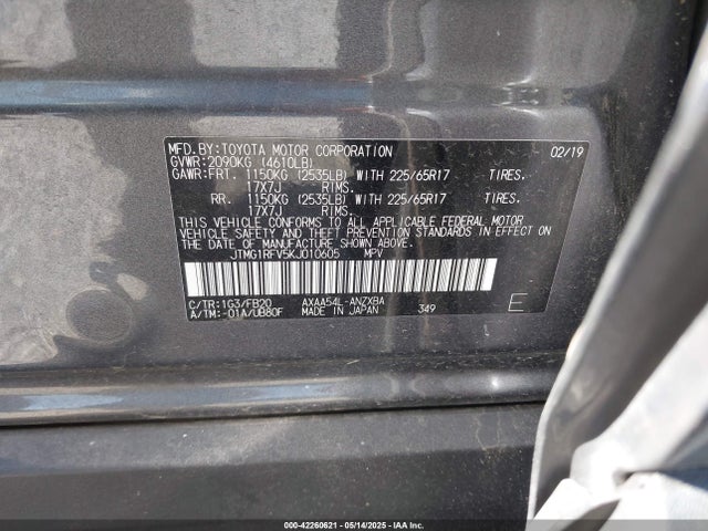 JTMG1RFV5KJ010605 Toyota RAV4 LE