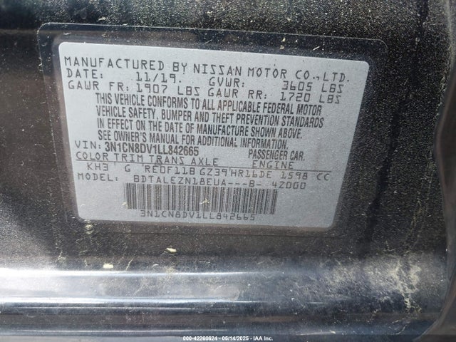 Nissan Versa S Xtronic Cvt 2020 3N1CN8DV1LL842665 Image 9