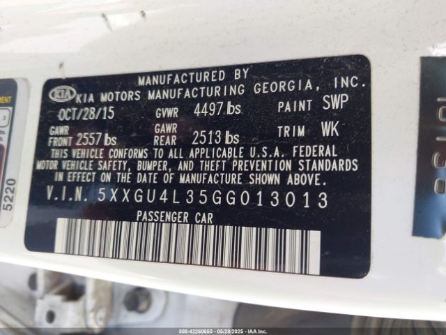 5XXGU4L35GG013013 KIA OPTIMA EX