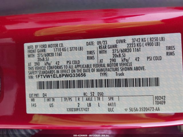 2023 FORD F-150 LIGHTNING 1FTVW1EL8PWG33656 Photo 8