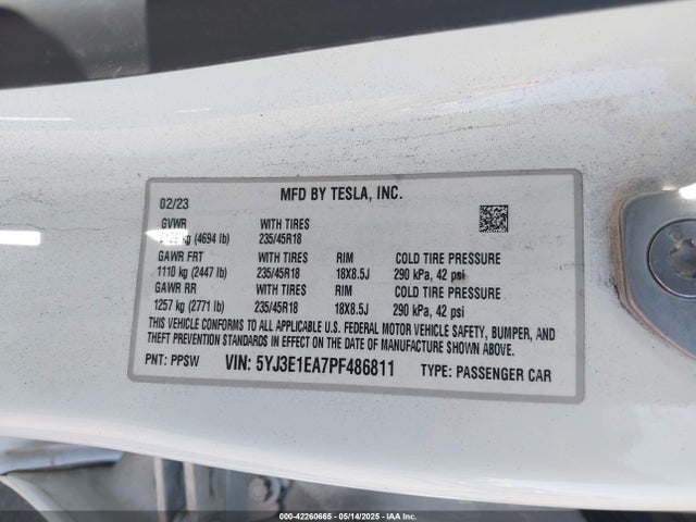 2023 TESLA MODEL 3 5YJ3E1EA7PF486811 Photo 8