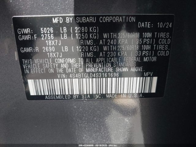 2025 SUBARU OUTBACK 4S4BTGLD4S3161696 Photo 8